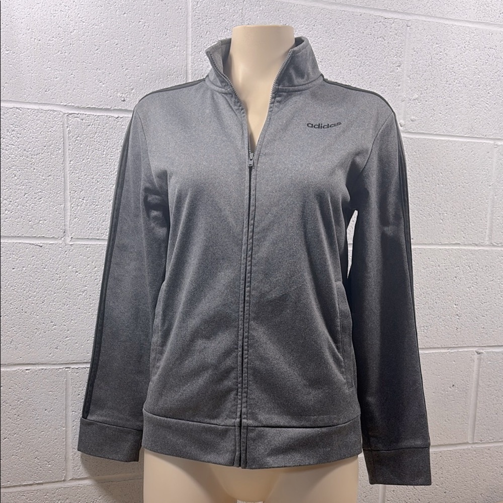 Adidas Gray Bomber Jacket with Standing Collar​​